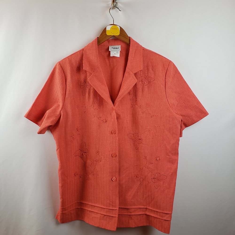 Nikki Vintage Blouse Womens Sz 14 Short Sleeve